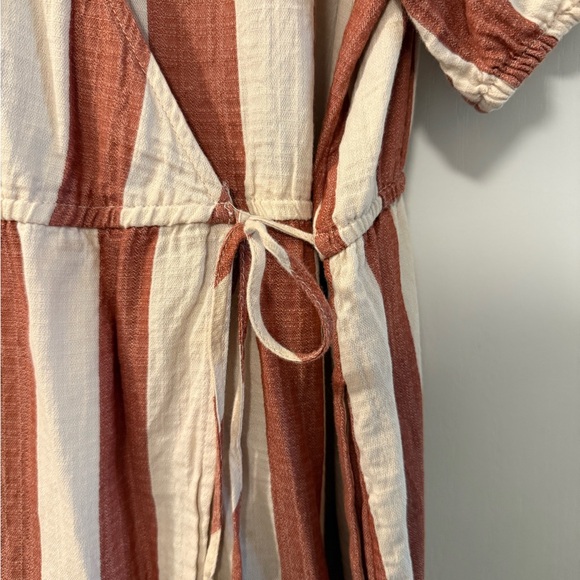 Striped Wrap Dress in Brown and Cream - Picture 5 of 6